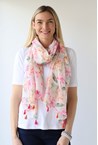 FLORAL SCARF - white pink
